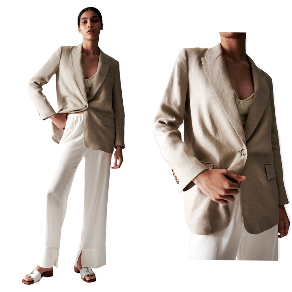 Preppy Career Zara Classic Tan Linen Blazer